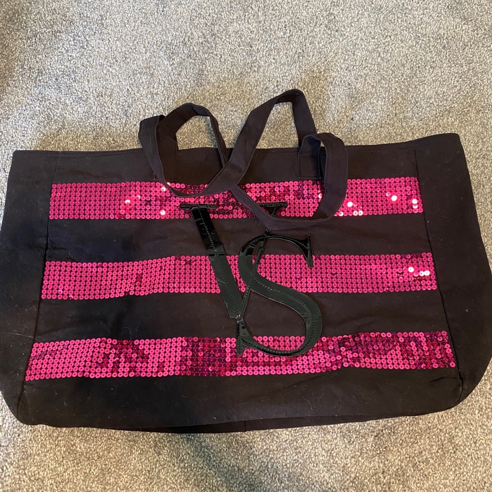 Victoria secret black and pink bag